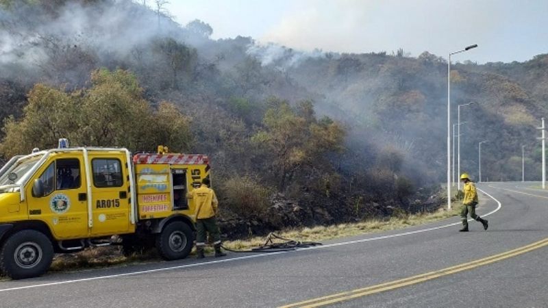 Combaten incendio forestal en la Quebrada de Moreira
