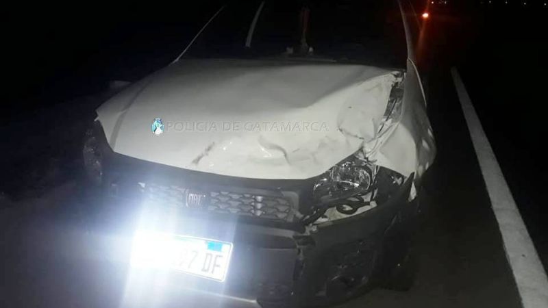 Chocó con un animal, impactó contra una camioneta y volcó