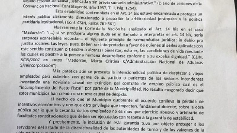 UCR pide por los despidos "injustificados" en municipios