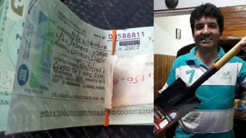 Devolvió cheques por $2 millones, y lo recompensaron con una pala