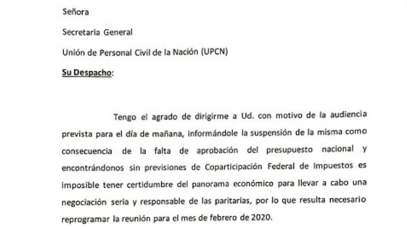 Postergan discusión paritaria para febrero
