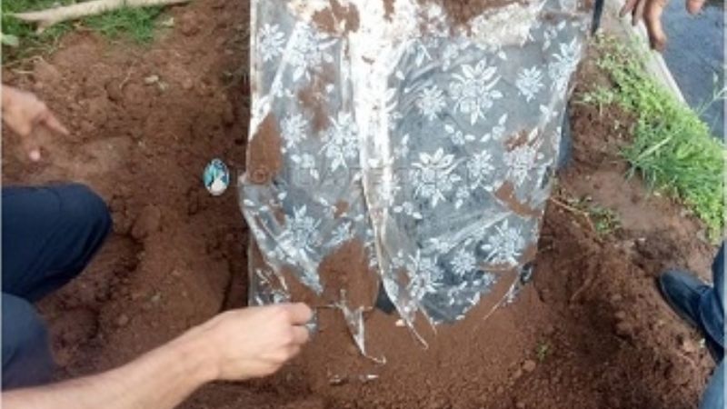 Encuentran enterrado, un televisor robado