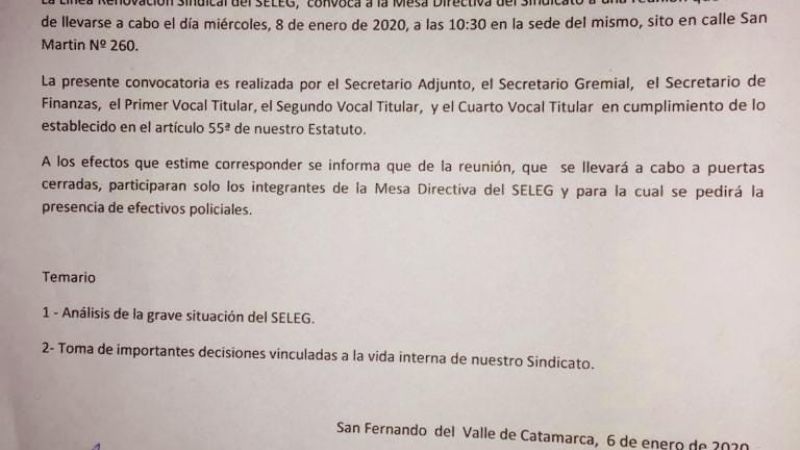 Sigue el conflicto en el SELEG: interpelarán a Rodríguez