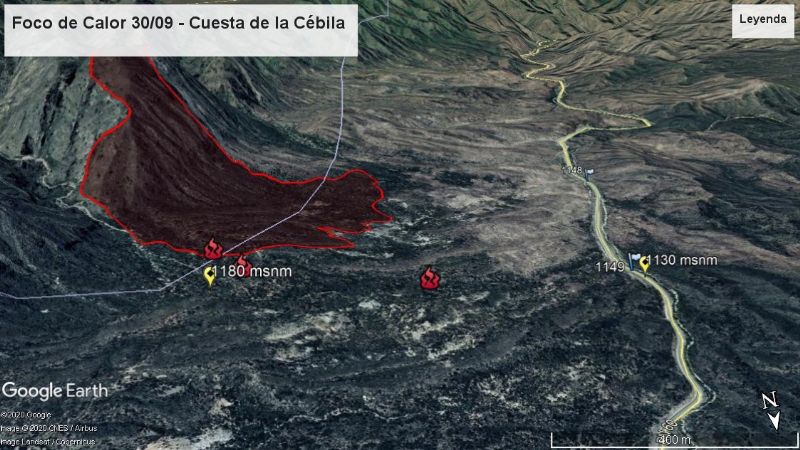 Continúan activos los incendios de La Cébila y Yerba Buena