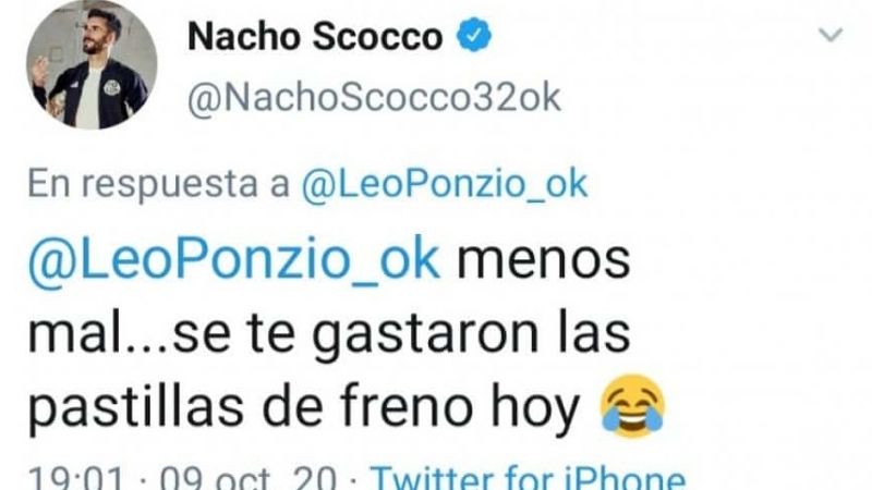 Scocco irónico con Ponzio: “Te quedaste sin freno?”