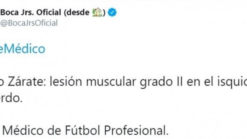 Boca confirmó que Mauro Zárate está desgarrado