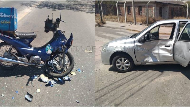 Fuerte choque en Av. Illia entre un auto y una moto
