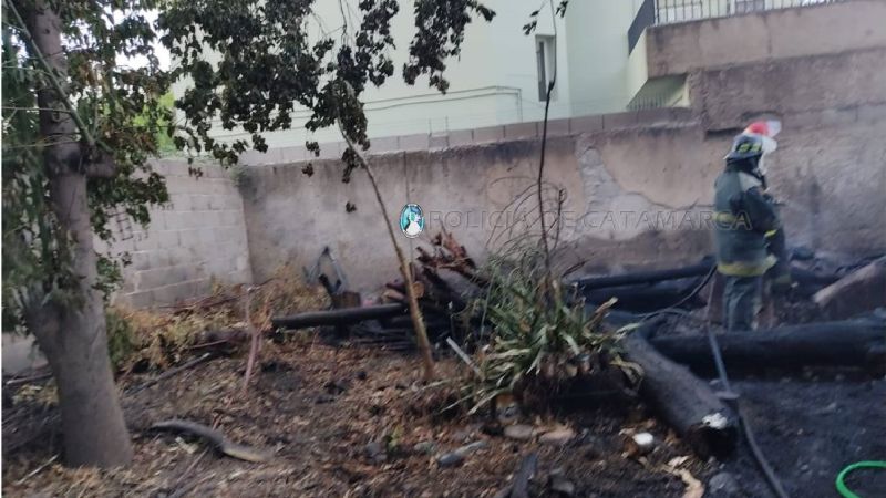 Se prendió fuego leña acumulada en el fondo de una vivienda