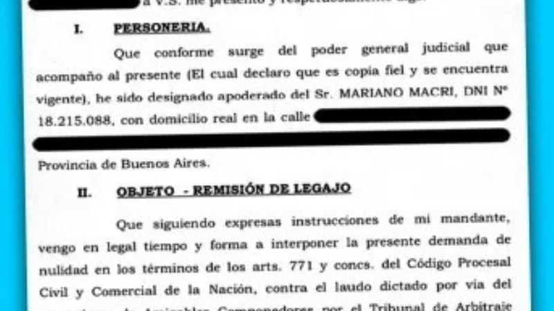 Macri vs. Macri: Demanda de Mariano por acciones de SOCMA