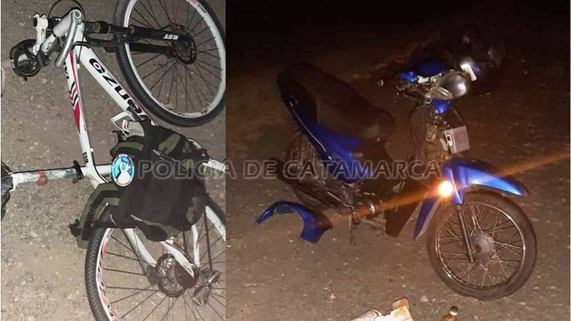Moto chocó con una bicicleta: un hombre herido