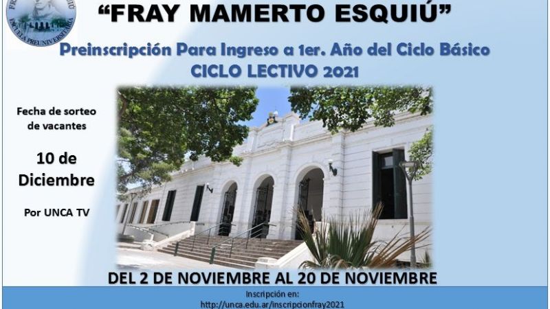 Preinscripción para el ingreso del 1° año Ciclo Básico