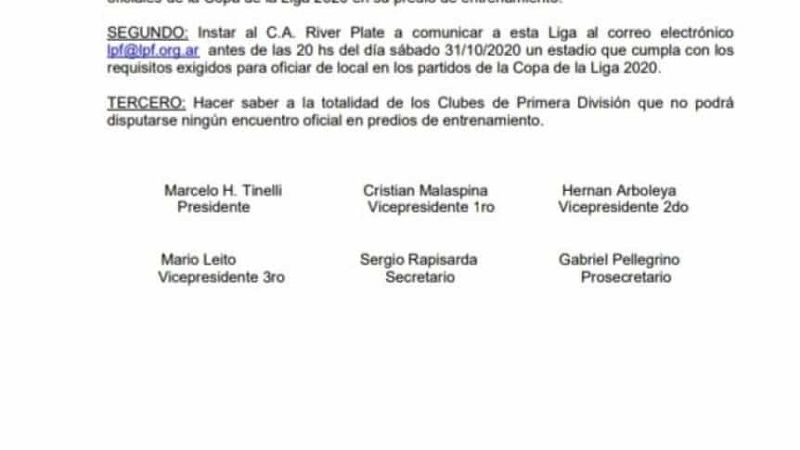 La Liga Profesional no admite el River Camp