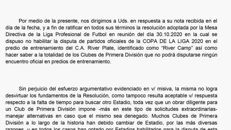 La Liga pasó River-Banfield para el martes; dónde…?