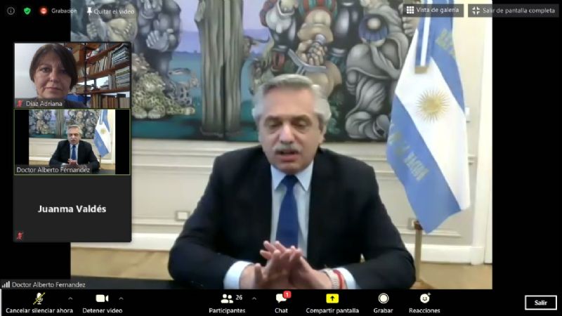 Reunión virtual con Alberto Fernández