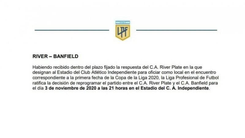 Bajo protesta, River jugará el martes con Banfield