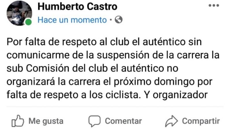 El GP “Fray” de ciclismo en ruta, suspendido con polémica