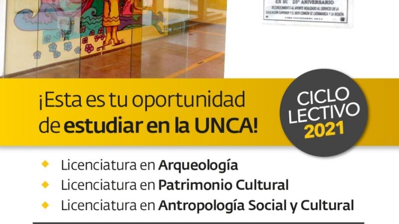 Inscripciones para el ciclo 2021 en la Escuela de Arqueología