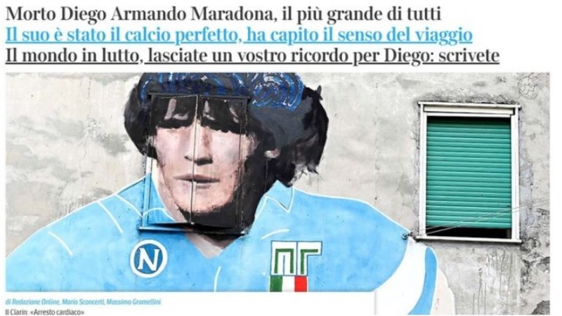 Medios italianos: “El mundo llora al más grande de todos”