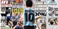 JAMÁS PENSADO: la muerte de Maradona llegó a las tapas de todos los diarios ingleses.