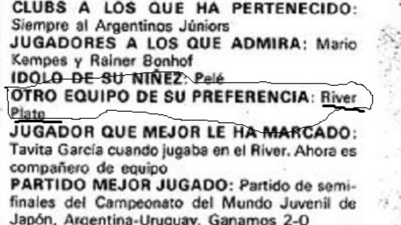 Cuando un juvenil Maradona expresó su preferencia por River