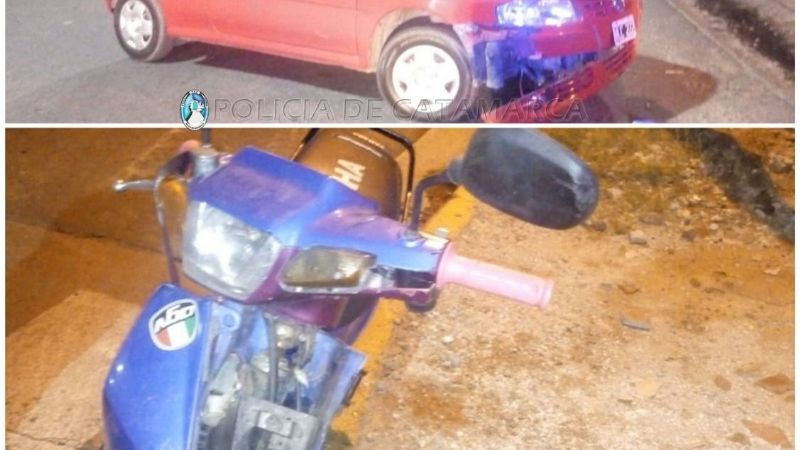 Auto chocó a una moto: una joven terminó herida