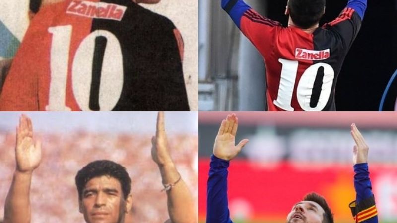 Messi festejó su gol con la camiseta de Maradona en “Ñuls”