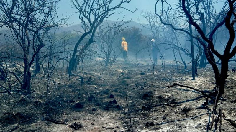 Contienen un incendio en el cerro Ambato