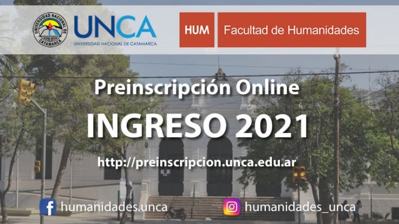 Inscripciones ciclo 2021 en la Facultad de Humanidades