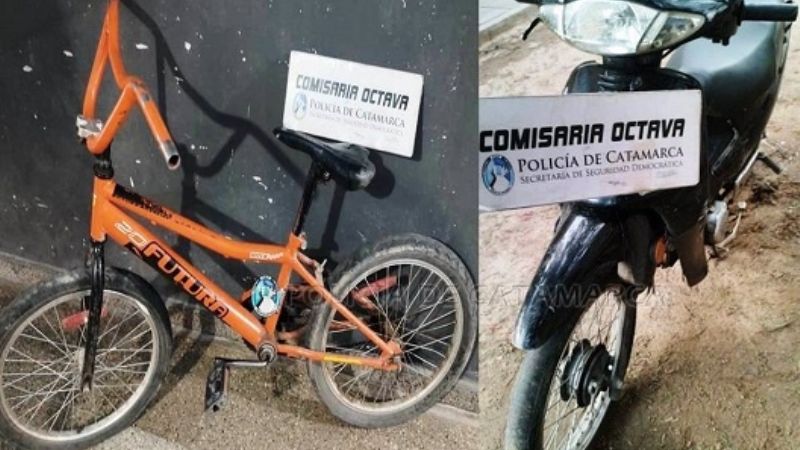 Secuestran una moto y una bicicleta