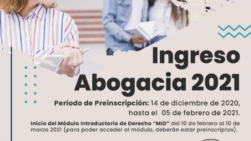 Ingreso Abogacía 2021: período de preinscripción