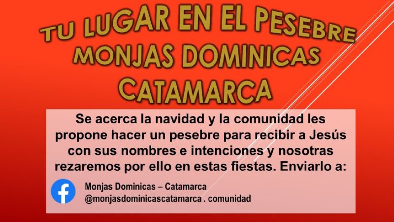 Propuesta de las Monjas Dominicas “Tu lugar en el pesebre”