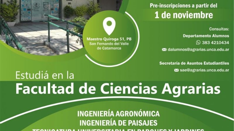Inscripciones en la Facultad de Ciencias Agrarias