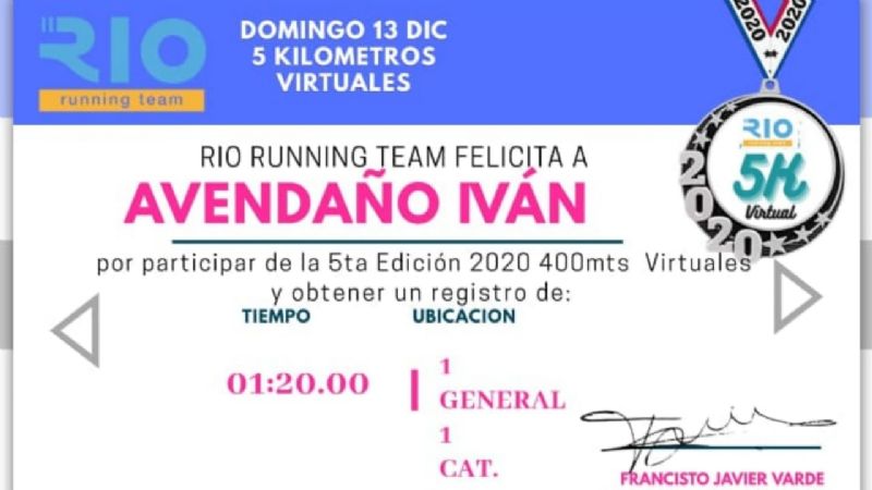 Running Virtual: pequeños atletas recreinos lograron podio