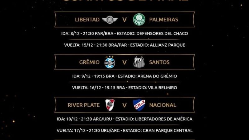 El programa de los 4tos. de final de la Libertadores.