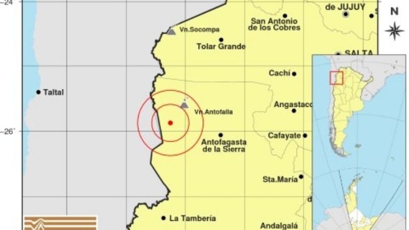 Temblor al Oeste de Antofagasta