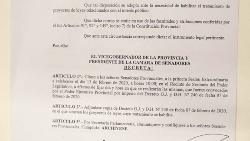 El Senado convocó a la primera sesión extraordinaria