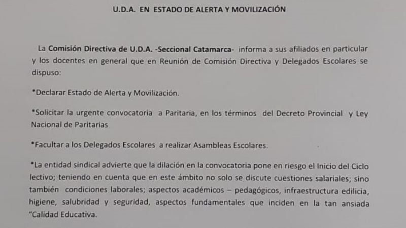 Advierten que está en riesgo el inicio del ciclo lectivo