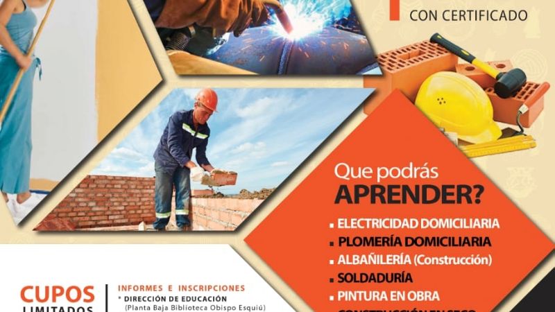 En marzo inician los cursos de capacitación en oficios