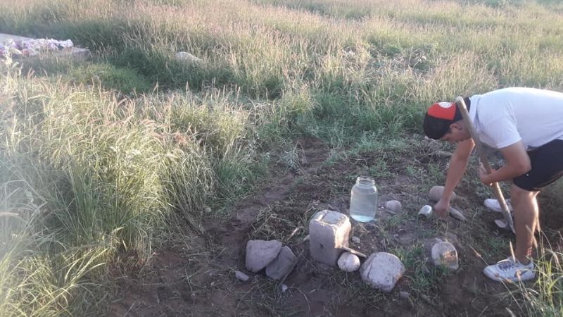 Tumbas tapadas en el cementerio de Huachaschi