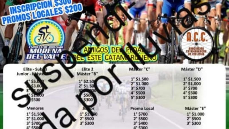 Suspenden prueba de Ciclismo de Ruta en Los Altos