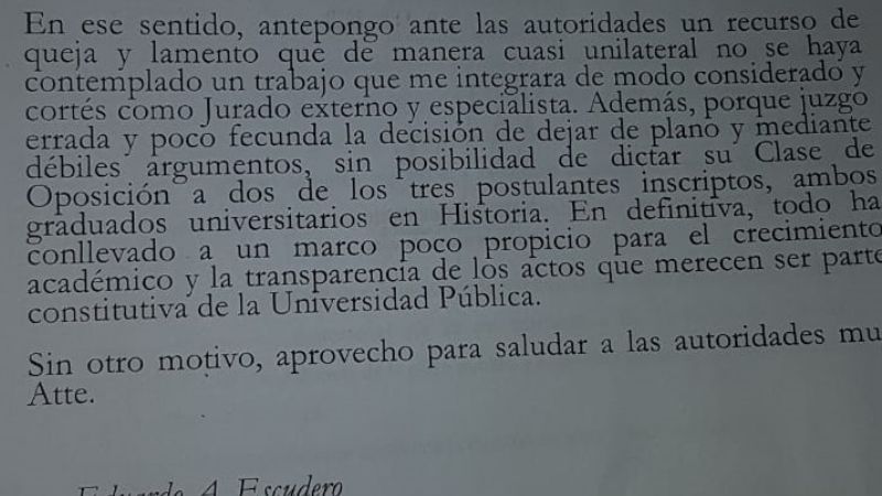 Escándalo por un concurso para cubrir cargo en Humanidades