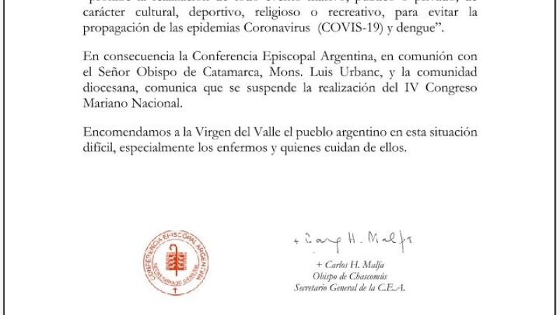 Suspenden Congreso Mariano y prohíben eventos masivos