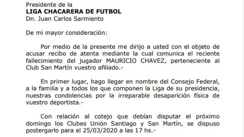 Postergan el partido de San Martín para el 25 de marzo