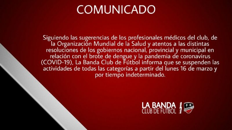 La Banda CF suspendió actividades por tiempo indeterminado