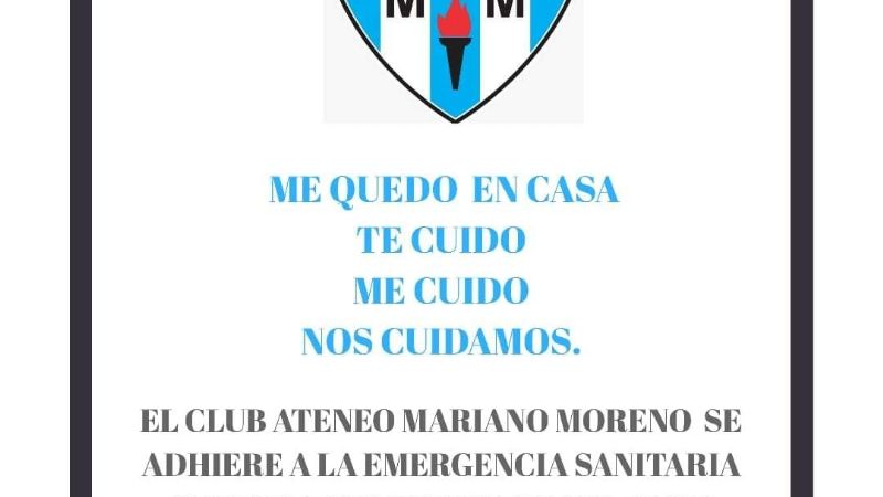 Ateneo Mariano Moreno adhiere a medidas por el Coronavirus