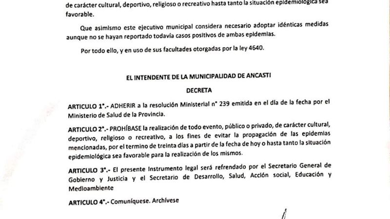 Se creó el Comité Organizativo de Emergencia Departamental en Ancasti