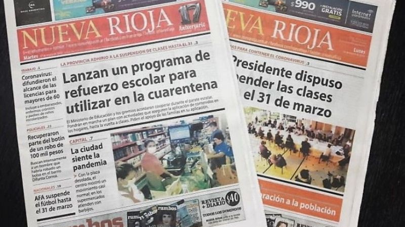 El diario Nueva Rioja suspendió su edición papel
