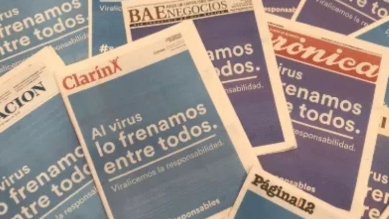 Tapa única en los diarios: “Al virus lo frenamos entre todos”