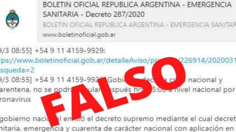Investigan falso decreto de cuarentena que circula en redes y Whatsapp