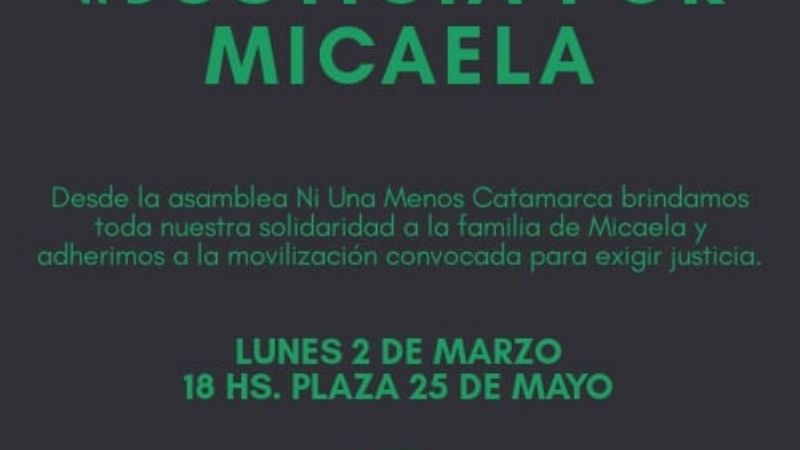 Convocan a marcha para pedir justicia por Micaela